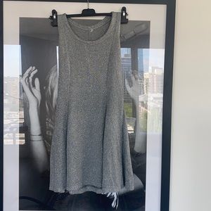 Y2K mini dress, silver knit.